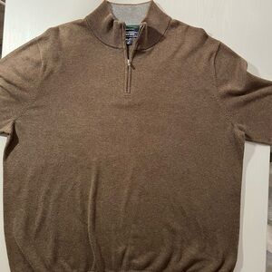 Lands' End Size XL Men's Zip Up 100% Cotton Brown Sweater